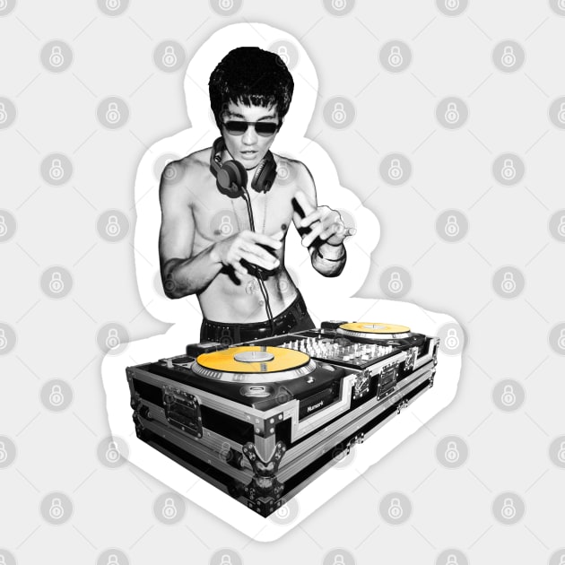 Dj Bruce Lee Gold Disc - White Background Sticker by jonathanptk